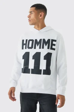 111 Homme Print Hoodie | BoohooMAN UK