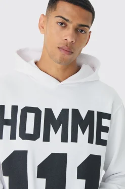 111 Homme Print Hoodie | BoohooMAN UK
