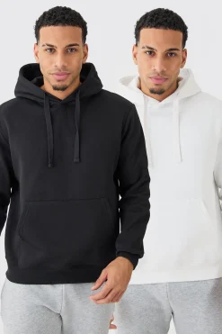 2 Pack Basic Over The Head Hoodie | BoohooMAN UK