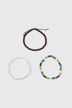 3 Pack Beaded Bracelets | BoohooMAN UK