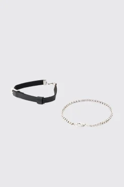 2 Pack Belt Detailing Bracelets | BoohooMAN UK