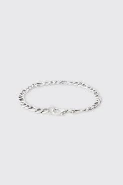 2 Pack Chain Bracelets In Silver | BoohooMAN UK