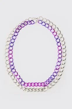 2 Pack Chrome Chain Necklace In Silver | BoohooMAN UK