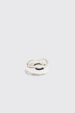3 Pack Chunky Rings In Silver | BoohooMAN UK