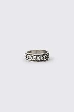3 Pack Embossed Rings In Silver | BoohooMAN UK