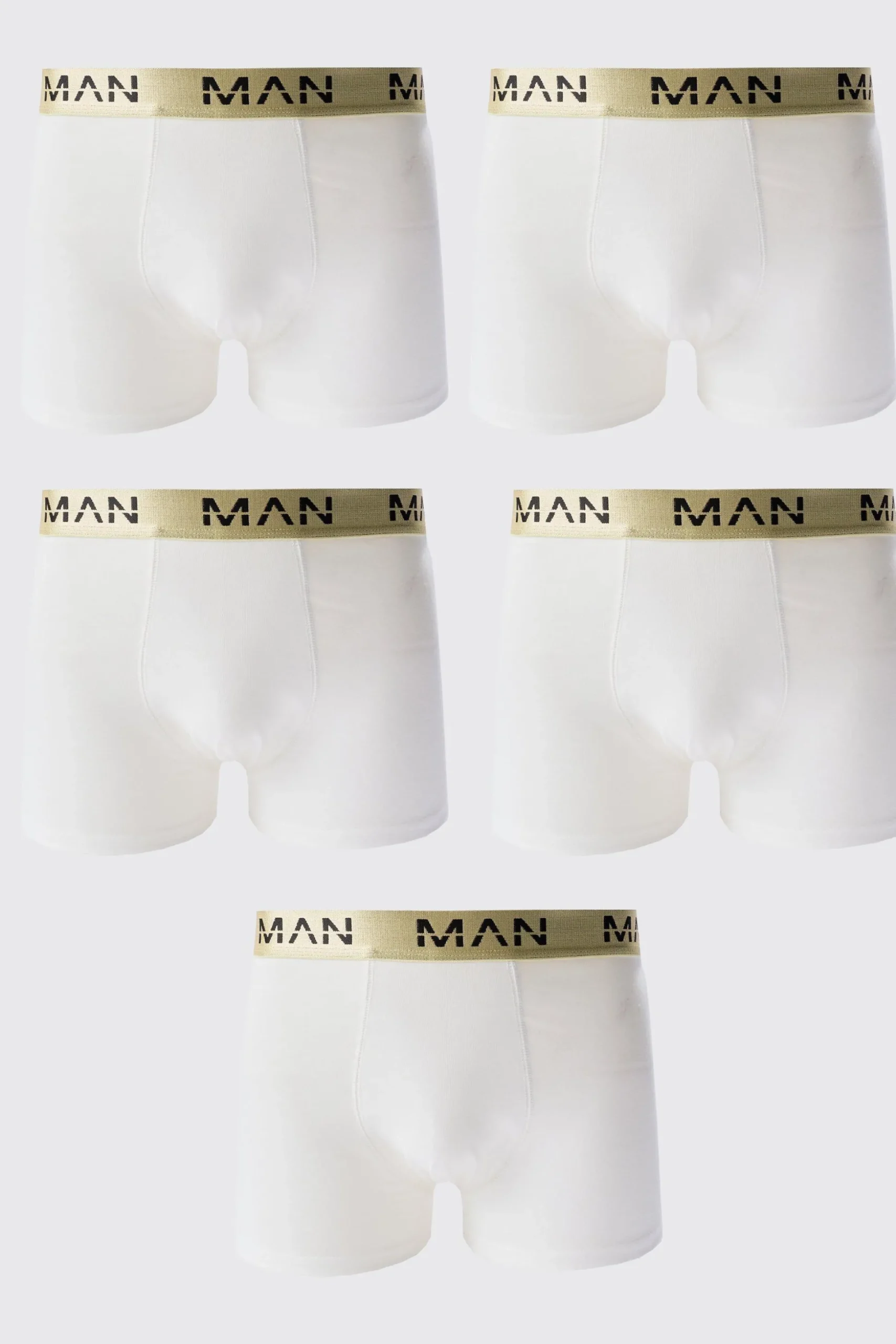 5 Pack Gold Man Dash Boxers In White | BoohooMAN UK