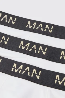 3 Pack Gold Man Dash Boxers In White | BoohooMAN UK