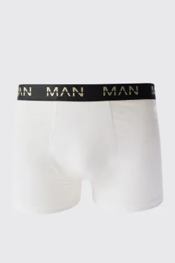3 Pack Gold Man Dash Boxers In White | BoohooMAN UK