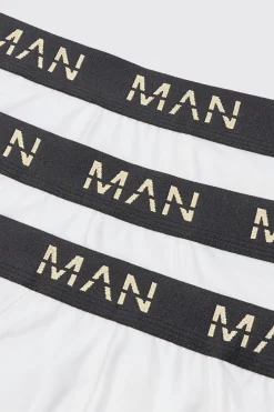 3 Pack Gold Man Dash Briefs In White | BoohooMAN UK