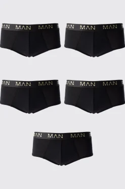 5 Pack Gold Man Dash Briefs In Black | BoohooMAN UK