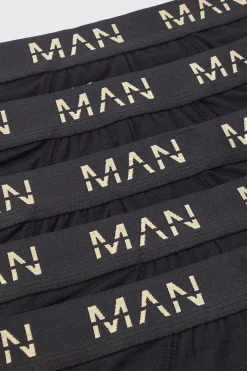 5 Pack Gold Man Dash Briefs In Black | BoohooMAN UK