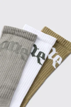 3 Pack Graphic Socks | BoohooMAN UK