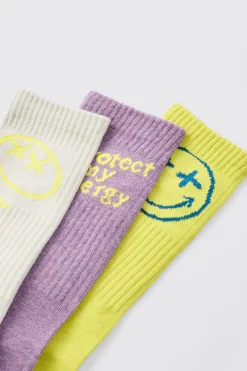 3 Pack Graphic Socks | BoohooMAN UK