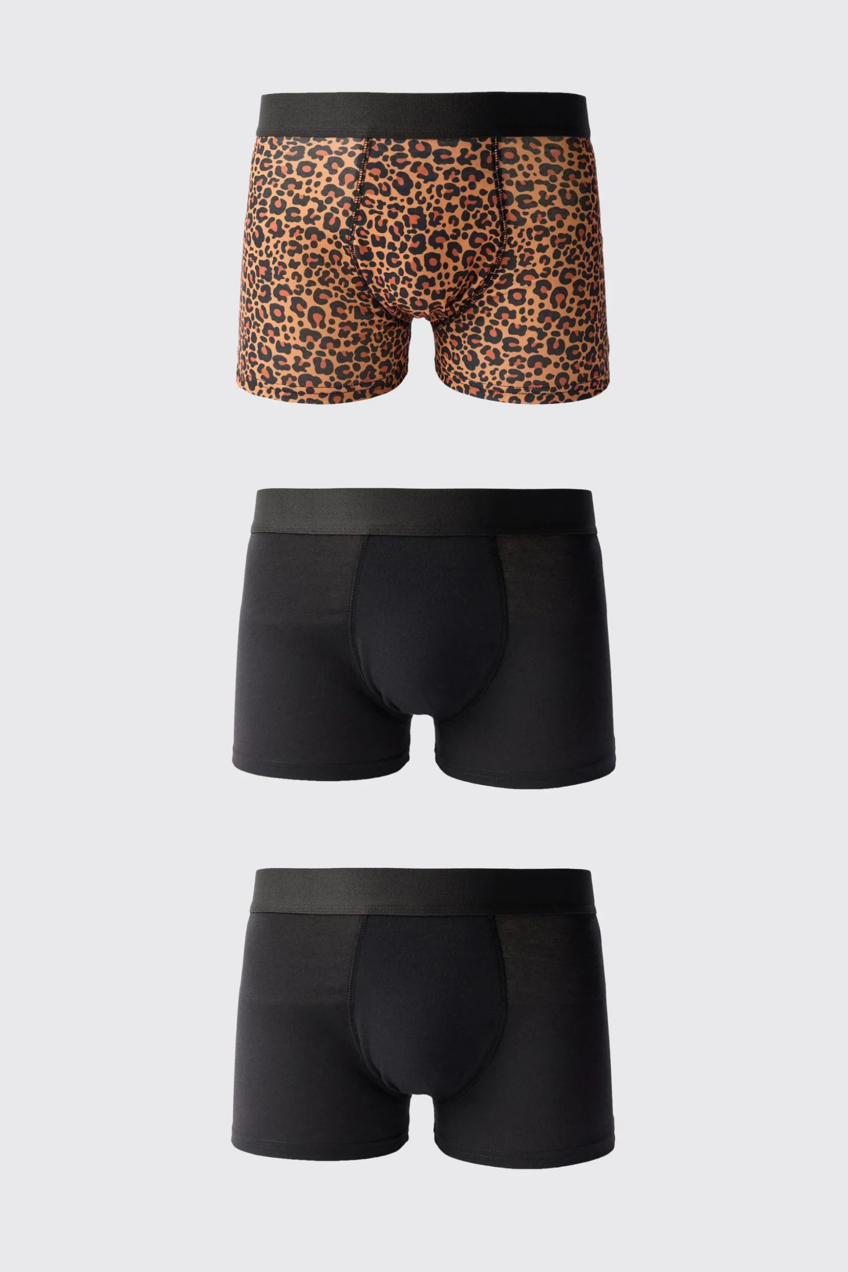 3 Pack Leopard Printed Boxers | BoohooMAN UK