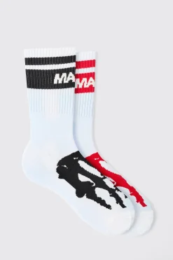 2 Pack Major League Skeleton Sports Socks | BoohooMAN UK