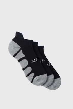 3 Pack Man Active Gym Cushioned Trainer Sock | BoohooMAN UK
