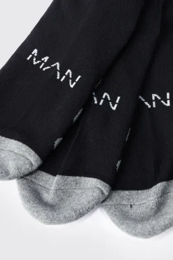 3 Pack Man Active Gym Cushioned Trainer Sock | BoohooMAN UK