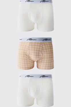 3 Pack Man Check Printed Boxers | BoohooMAN UK