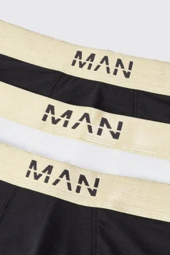 3 Pack Man Dash Gold Waistband Boxers In Multi | BoohooMAN UK