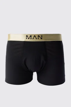 3 Pack Man Dash Gold Waistband Boxers In Black | BoohooMAN UK