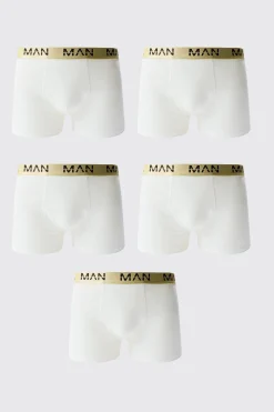 5 Pack Man Dash Gold Waistband Boxers | BoohooMAN UK