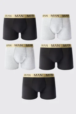 5 Pack Man Dash Gold Waistband Boxers | BoohooMAN UK