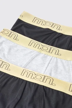 3 Pack Man Gold Waistband Briefs | BoohooMAN UK