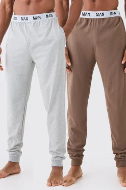 2 Pack Man Lounge Cuffed Jogger | BoohooMAN UK