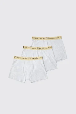 3 Pack Man Lounge Gold Waistband Boxers | BoohooMAN UK