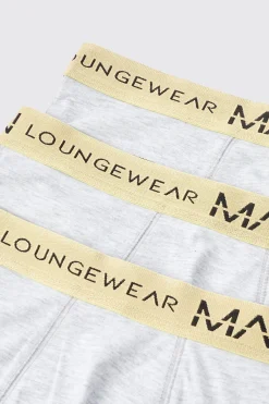 3 Pack Man Lounge Gold Waistband Boxers | BoohooMAN UK