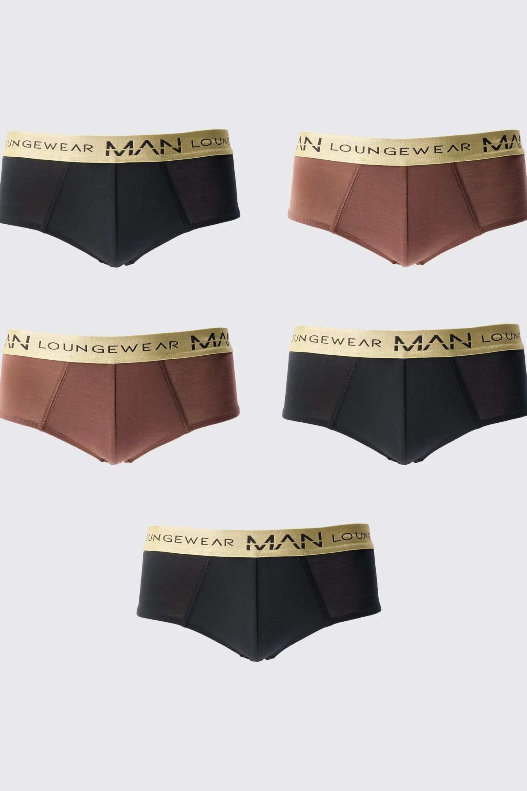 5 Pack Man Lounge Gold Waistband Briefs | BoohooMAN UK