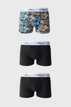 3 Pack Man Moto Cross Printed Boxers | BoohooMAN UK