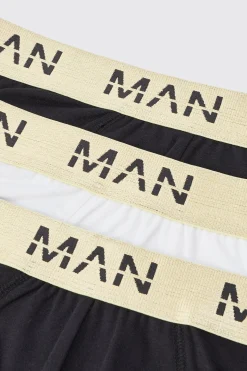 3 Pack Man Roman Gold Waistband Briefs In Multi | BoohooMAN UK