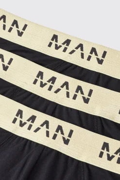 3 Pack Man Roman Gold Waistband Briefs In Black | BoohooMAN UK