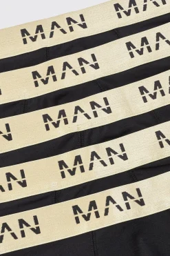 5 Pack Man Roman Gold Waistband Boxers In Black | BoohooMAN UK