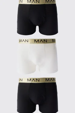 3 Pack Man Roman Gold Waistband Boxers In Multi | BoohooMAN UK