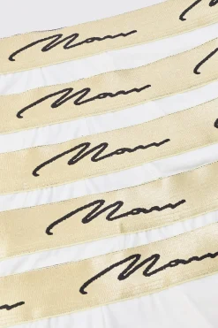 5 Pack Man Signature Gold Waistband Briefs In White | BoohooMAN UK