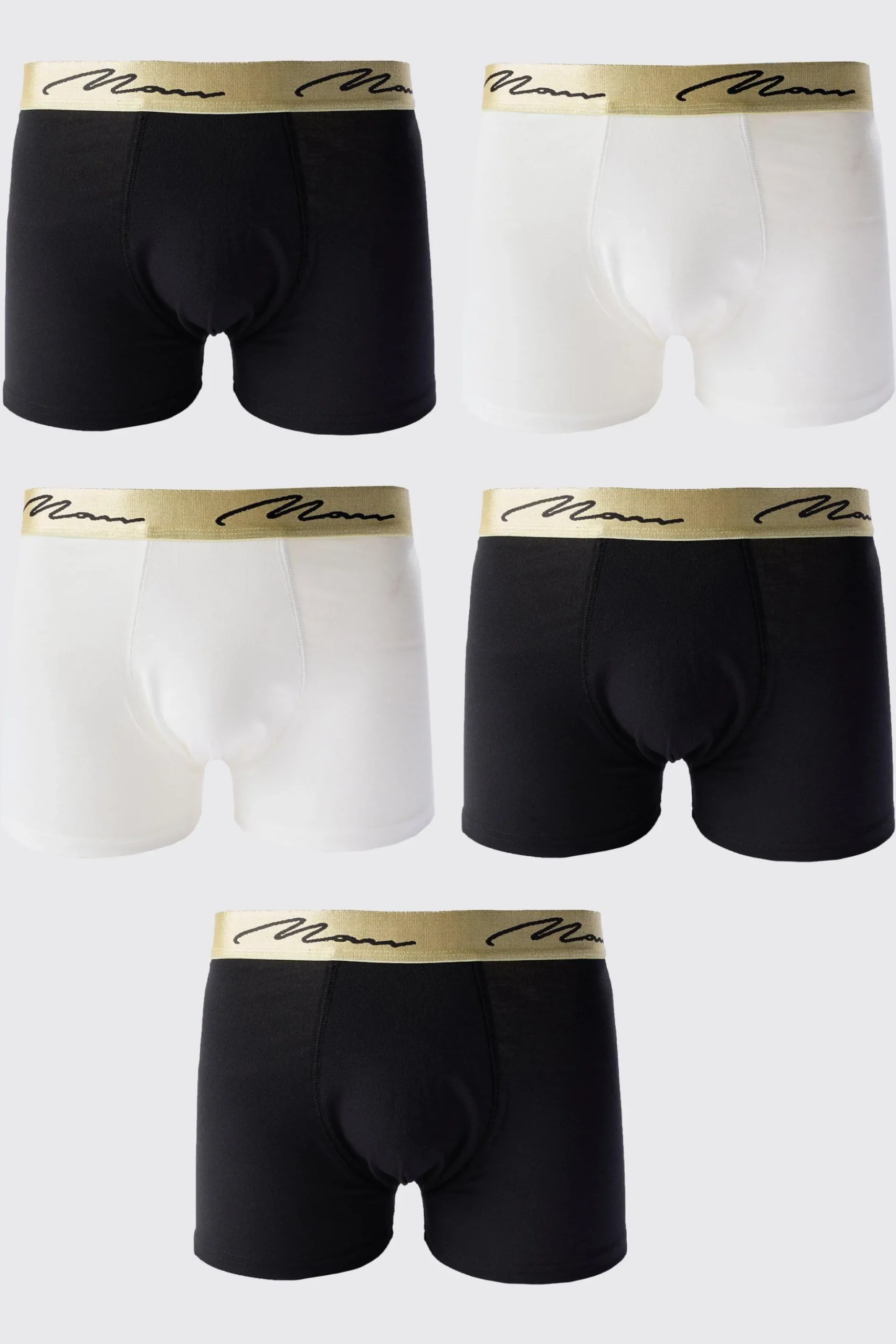 5 Pack Man Signature Gold Waistband Boxers In Multi | BoohooMAN UK