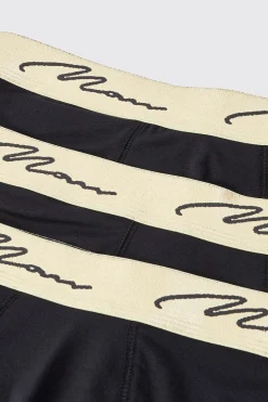 3 Pack Man Signature Gold Waistband Boxers In Black | BoohooMAN UK