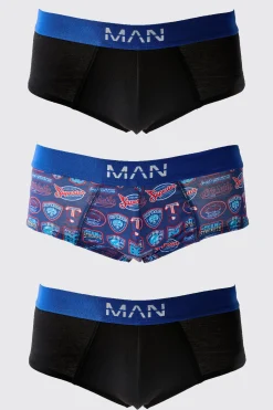 3 Pack Man Varsity Printed Briefs | BoohooMAN UK