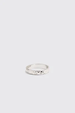 2 Pack Marble Stone Rings In Silver | BoohooMAN UK
