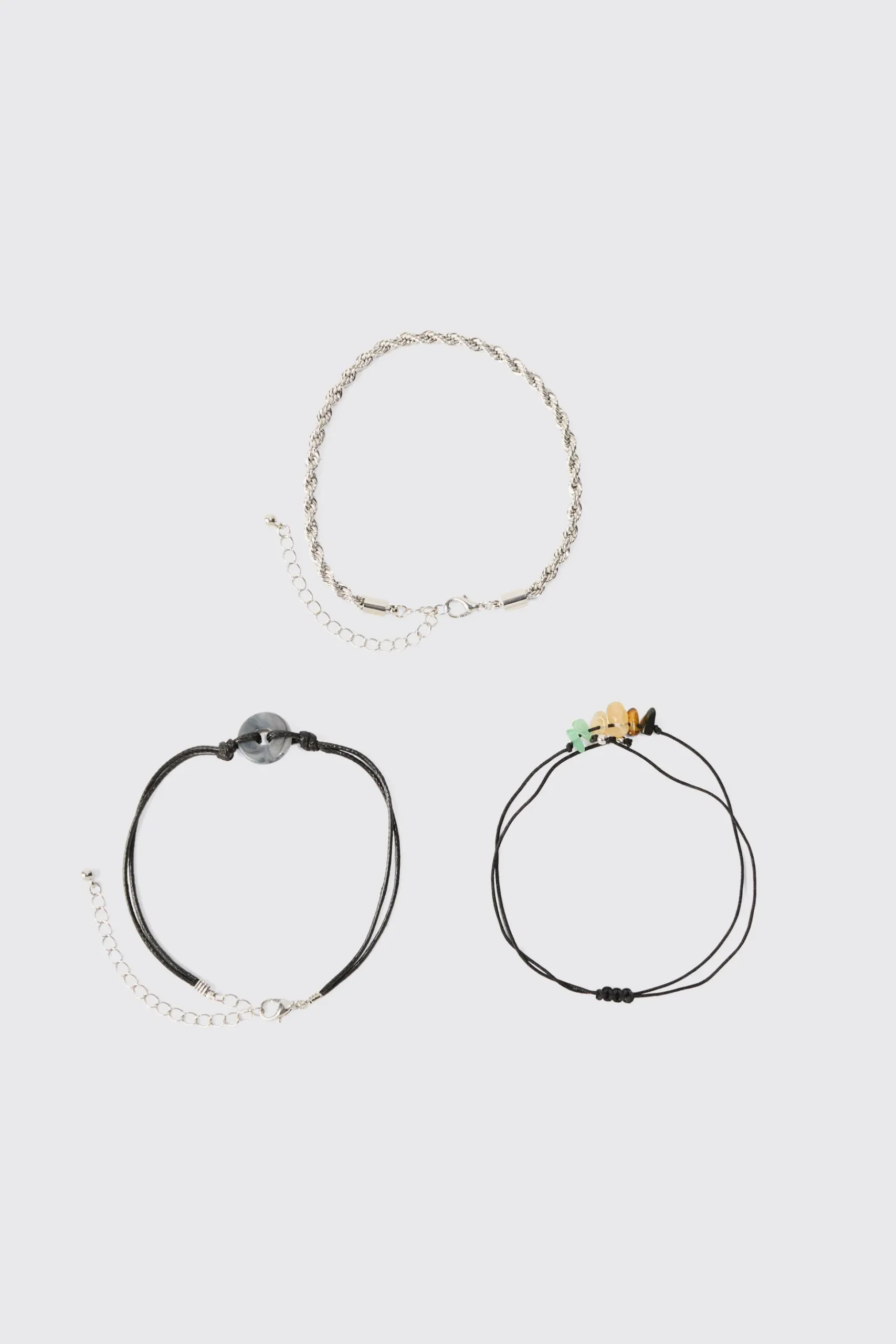 3 Pack Mixed Bead Bracelets | BoohooMAN UK
