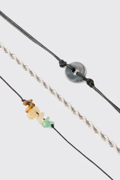 3 Pack Mixed Bead Bracelets | BoohooMAN UK