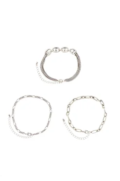 3 Pack Mixed Chain Bracelets | BoohooMAN UK