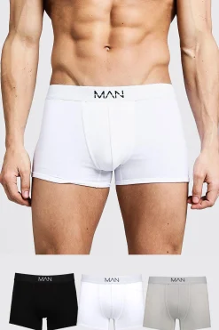 3 Pack Mixed Colour MAN Trunks | BoohooMAN UK