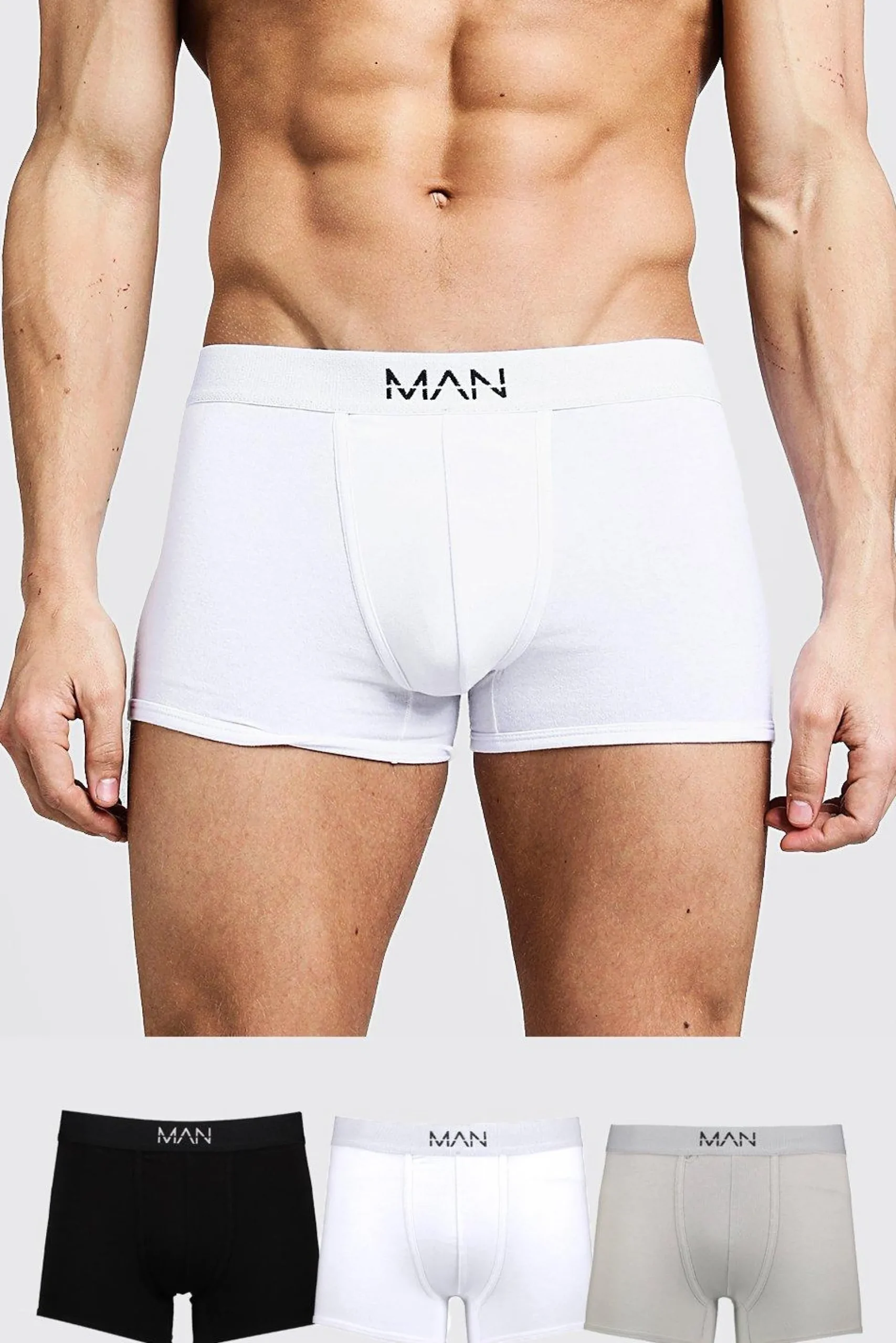 3 Pack Mixed Colour MAN Trunks | BoohooMAN UK