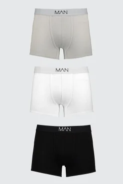 3 Pack Mixed Colour MAN Trunks | BoohooMAN UK