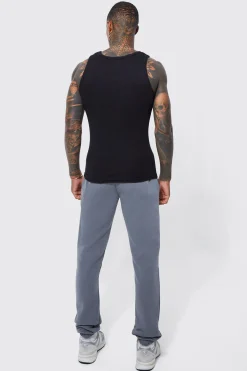 2 Pack Muscle Fit Ribbed Vest | BoohooMAN UK