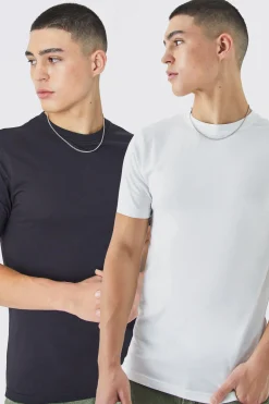 2 Pack Muscle Fit T-shirt | BoohooMAN UK