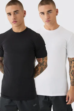 2 Pack Muscle Fit T-shirt | BoohooMAN UK